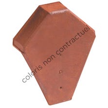 Ridge end piece for angled ridge tile with interlock Old red